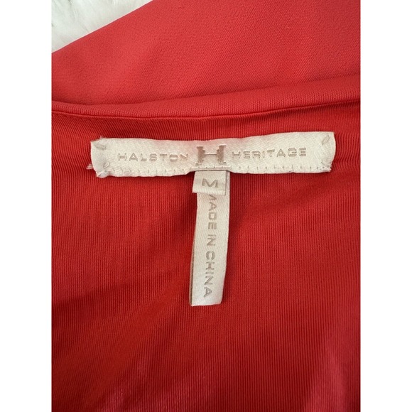 Halston Heritage stretch Dress Cowl Neck Ruched Golden Detail - Picture 5 of 14